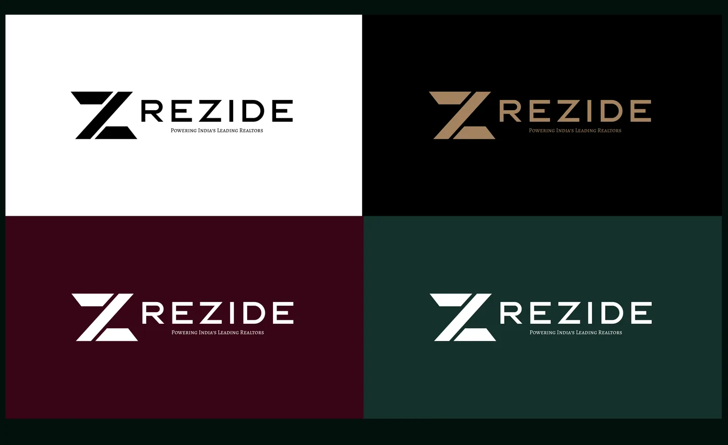 Horizontal Rezide lockups in the four colourways