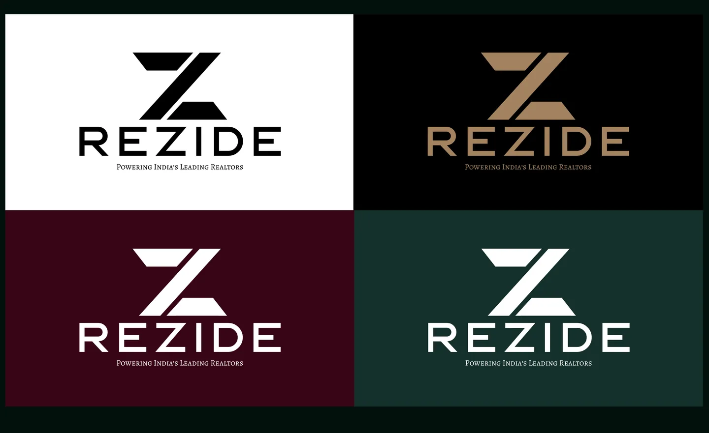 Vertical Rezide lockups in the four colourways