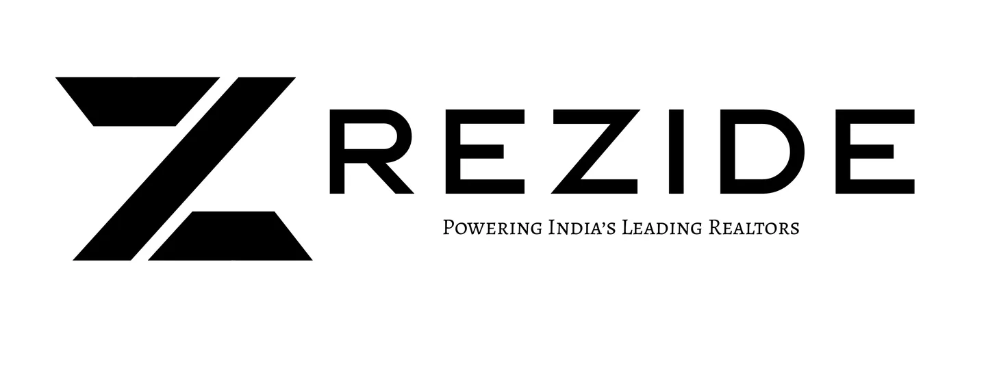 Horizontal Rezide lockup with the tagline Powering India's Leading Realtors