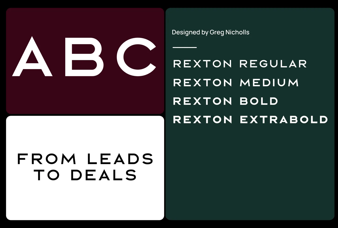 Rexton specimen: ABC, From leads to deals, and the Regular to ExtraBold weights
