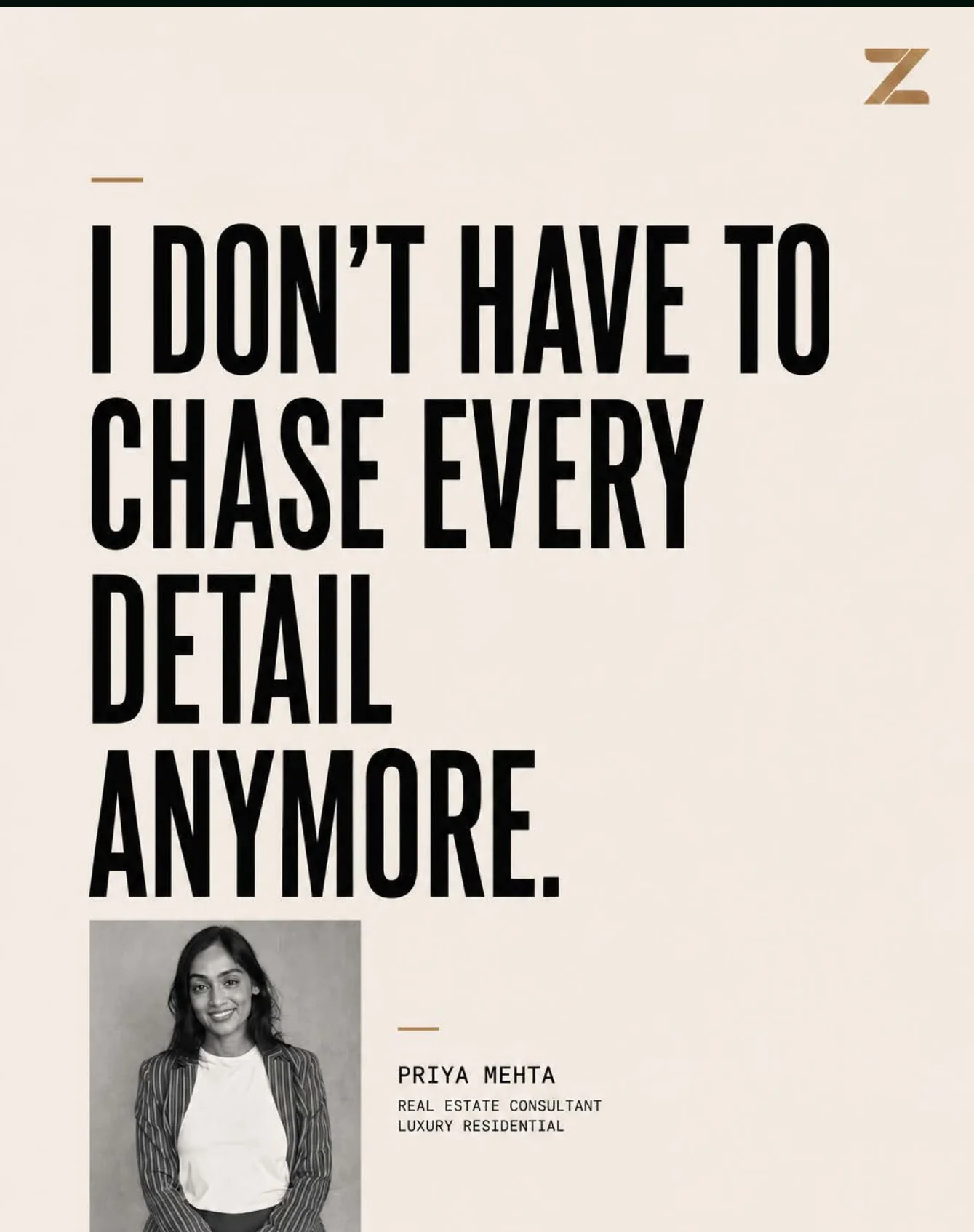 Rezide social post: I don't have to chase every detail anymore.
